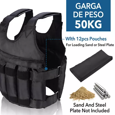 Buy Weighted Vest 20KG/50KG Gym Running Fitness Sports Training Weight Loss Jacket • 23.99£