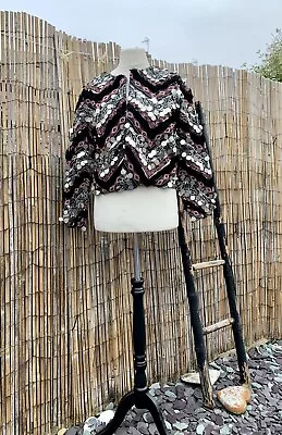 Buy NWT River Island Boho Aztec Tribal Ikat Short Black Tassel Jacket Size 14 £70 • 49.95£