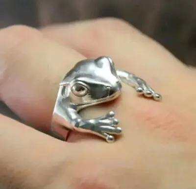 Buy Silver Frog Ring Band Open Fully Adjustable Vintage Jewellery + FREE GIFT PUNCH • 6.45£