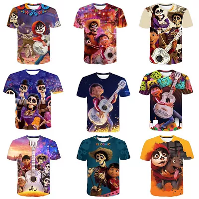 Buy Cosplay Coco Miguel Hector 3D T-Shirts Adult Kids Short Sleeves Sports Tops Tee • 10.80£