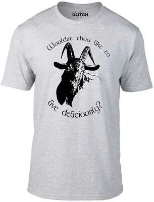 Buy Live Deliciously T-Shirt - Funny T Shirt Horror Retro Witch Satan Goat Devil • 15.99£