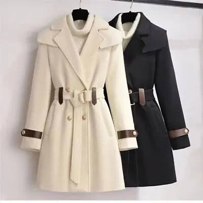 Buy 2023 Autumn Winter Jacket Women's Clothing Fashion Coat Slim Fit Belt Elegant • 81.66£