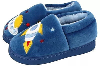 Buy Girls Boys Kids Unicorn Spaceship Rocket Rainbow Slip On Cushion Full Slippers • 5.49£