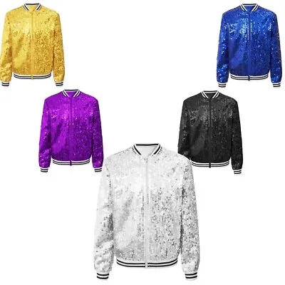 Buy Kids Girls Outerwear Striped Trim Baseball Jackets Front Zip Up Coat Stylish New • 9.99£