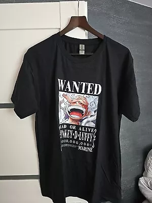 Buy One Piece Anime T Shirt Monkey D Luffy Manga Gift Luffy Wanted 100% Cotton M SIZ • 16£