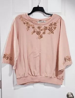 Buy QVC The Muses Lounge 1X Womens Ballet Pink Embroidered Sweatshirt • 17.95£