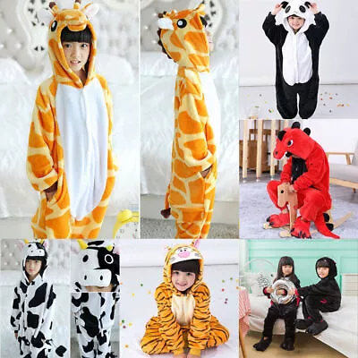 Buy Boy Girl Animals One Piece Jumpsuit Pyjamas Fleece Sleepwear Cosplay Costume • 18.66£