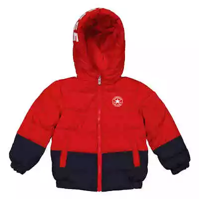 Buy Converse Boys University Red All Star Panel Down Puffer Jacket, Size 4Y • 45.90£