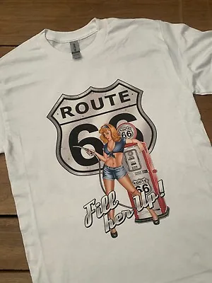 Buy Route 66 Retro Classic 40s T Shirt White Fill Her Up • 7.95£