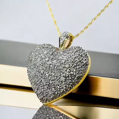 Buy 10k Gold Diamond Heart Necklace 20  1 Carat T.W. Romantic Anniversary Gift 3.6g • 673.31£