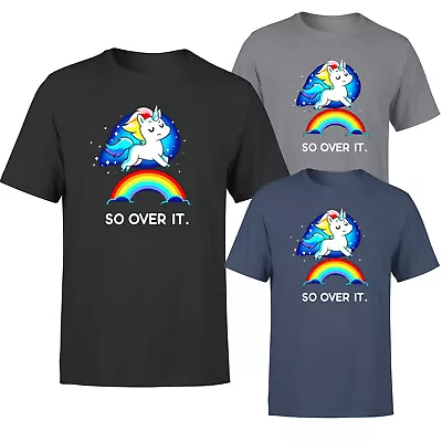 Buy So Over It Rainbow Unicorn Mens Womens T Shirt Funny Graphic Unisex Tee • 11.99£