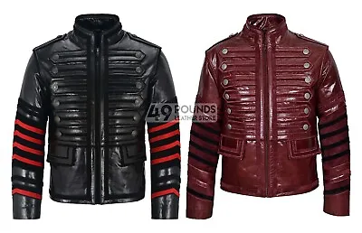 Buy BATTALION Men’s Military Style Leather Jacket Classic Studded Glaze Leather 4234 • 49£