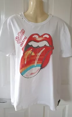 Buy Rolling Stones T-shirt, Ladies Large, Distressed,  Amplified, Vintage  • 25£