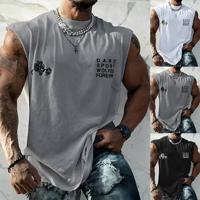 Buy Mens Print Sport Vest Tank Tops Summer Gym Muscle Fitness Bodybuilding T Shirt • 3.99£