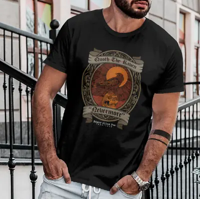 Buy Edgar Allan Poe Quoth The Raven Nevermore Black T-Shirt Top Tee - Book Poem Goth • 9.99£