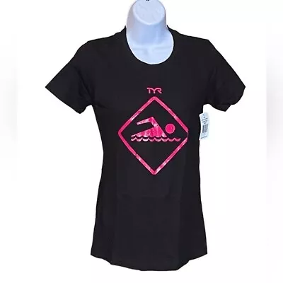 Buy TYR Women's Training Graphic T-Shirt Black Crew Neck Short Sleeve Shirt Size S • 7.55£