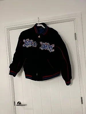 Buy Roac Wear Junior Size Large Varsity Jacket Embroidered Front Black Red Blue • 12£