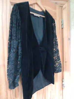 Buy Black Velour And Lace Jacket Goth Halloween Size 12 • 10£