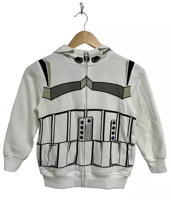 Buy Star Wars Boy's Long Sleeve White  Stormtrooper  Hooded Zip Up Sweatshirt Size 7 • 9.36£