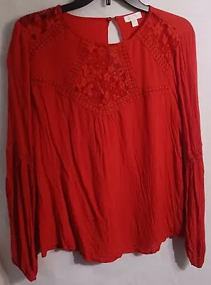 Buy C Apparel Boho Peasant Top Blouse Crocheted Lace Long Sleeve Womens Size Medium • 8.52£