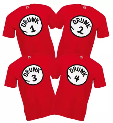 Buy Drunk 1-6 Hen Stag Party Night Out Funny Red Tops T Shirt Unisex Choose Size New • 9.39£