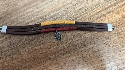 Buy Original NWOT Disney Paris Lion King Leather Bracelet 8  Brown/Orange/Red Charm • 8£