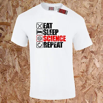 Buy EAT SLEEP SCIENCE REPEAT T-Shirt Funny Biology Physics Chemistry Cell Gift S-5XL • 9.95£