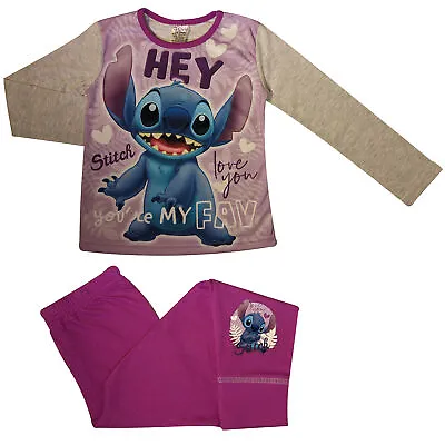 Buy Girls Lilo And Stitch Pyjamas - Long Sleeved - Sizes 4-5 Years • 5.99£