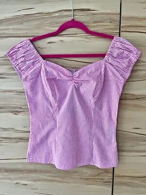 Buy BNWT 'Rockabilly' Short Sleeved Pink/white Gingham Top Banned Apparel UK 10  • 10£