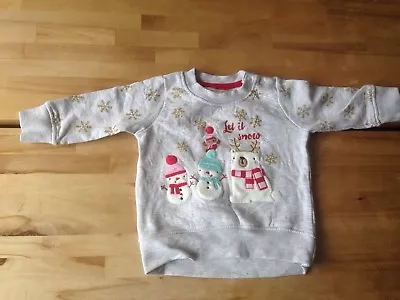 Buy Baby Girl Christmas  'Let It Snow' Jumper Snowman And Polar Bear 6-9 Months VGC • 6.75£