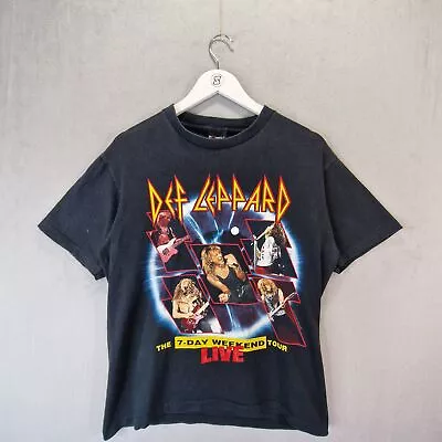 Buy Def Leppard T Shirt Mens Medium Black 7 Day Weekend Tour Vintage 1992 Band Tee • 99.99£