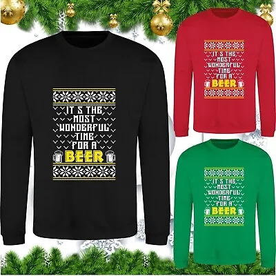 Buy It's The Most Wonderful Time For A Beer Christmas Jumper Beer Drinking Xmas Top • 19.99£