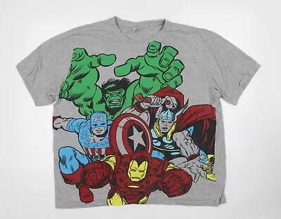 Buy Marvel Comics Mens Grey Cotton T-Shirt Size XL Round Neck - Avengers • 5.75£