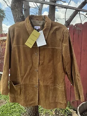 Buy Denim & Co Brown Leather Jacket Womens 2X Lined Soft Suede Western Coat New NWT • 57.90£