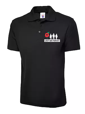Buy Lest We Forget Polo Shirt Remembrance Day Poppy Flower British Armed Forces War • 9.99£