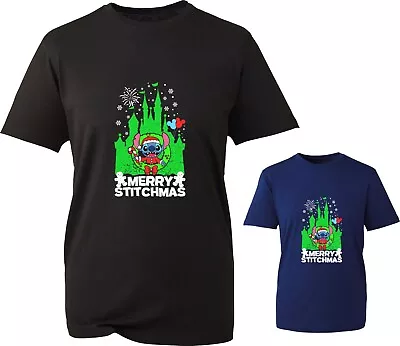 Buy Merry Christmas Mickey Mouse T Shirt Lilo & Stitch Disneyland Santa Xmas GiftTop • 11.99£