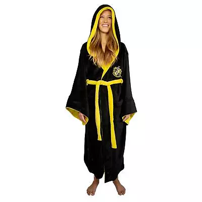 Buy Harry Potter Hufflepuff Hooded Bathrobe For Adults One Size Fits Most • 98.51£