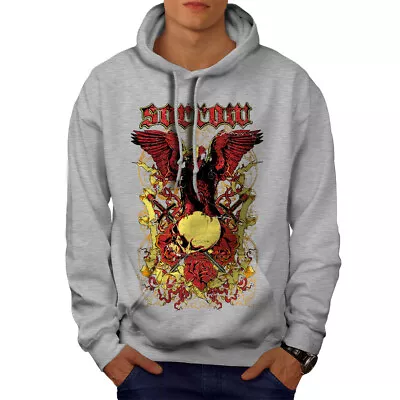 Buy Wellcoda Sorrow Eagle Rose Skull Mens Hoodie, Grave Casual Hooded Sweatshirt • 25.99£