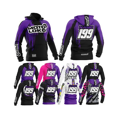 Buy Purple Customised Sublimated Hoodie (Adult) Motocross Motorsport Race Name Nu... • 59.99£