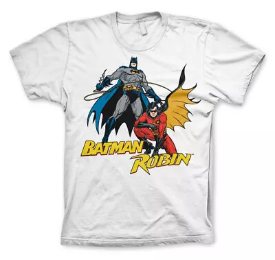 Buy OFFICIAL DC COMICS BATMAN And ROBIN POSE BRIGHT PRINT WHITE T-SHIRT • 16.99£