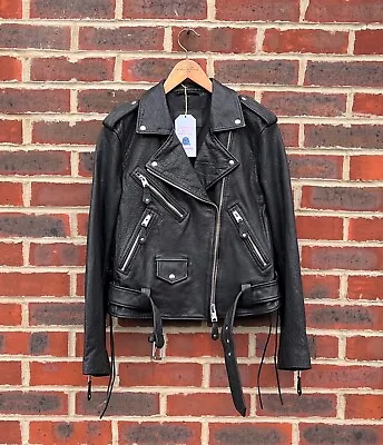 Buy *STUNNING* All Saints Ladies SARANA Leather Biker Jacket UK10 US6 EU38 Moto A82 • 219.99£