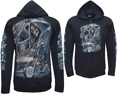Buy Grim Reaper Ghost Biker Glow In Dark Skull Axe 100% Cotton Hoodie Hoody Jacket  • 29.99£