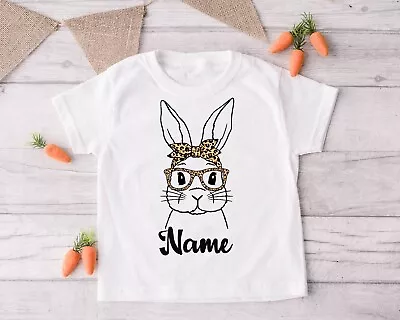 Buy Easter Girl Bunny Rabbit T Shirt Personalised Egg Hunt Kids 1-8+ Years • 8.99£