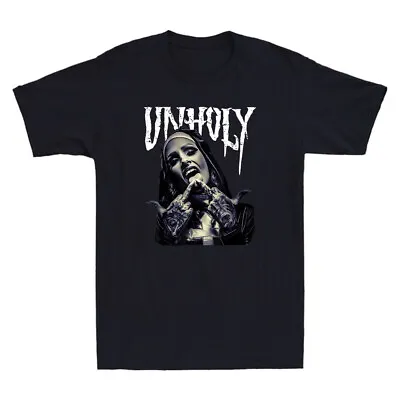 Buy Satanic Nun Tattoos Unholy Gothic Evil Anti-Christ Vintage Men's Black T-Shirt • 13.99£