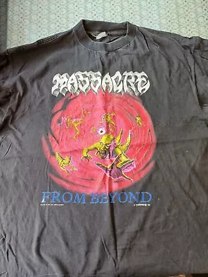Buy Vintage 1991 Massacre From Beyond European Tour T Shirt Metal THRASH  • 99£