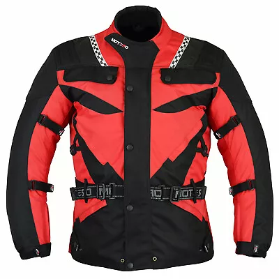 Buy Mens Motorcycle Motorbike Jacket Armoured Waterproof Cordura Textile Red Textile • 65.99£