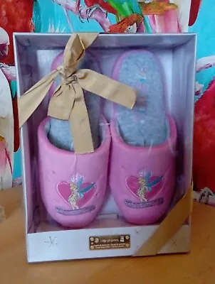 Buy New In Box Disney Store Slippers Mules Tinkerbell Large Uk 7-8 Pink • 14.99£