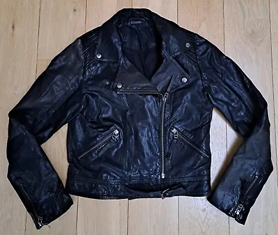 Buy Leather Jacket Sparkle & Fade Real Leather Womens Size M Black Grey Barely Worn • 26.50£