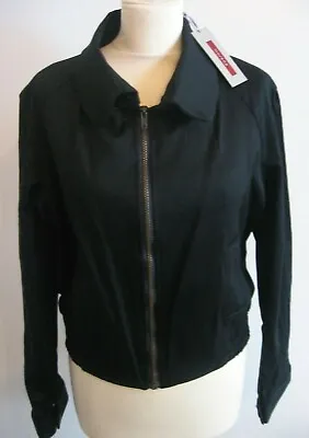 Buy MORENA Jacket 44 16 Black Coat Bomber Style UK 14 Eu 42 New Women's Elasticated • 29.99£