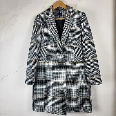 Buy Marks Spencer Collection Womens UK14 Houndstooth Wool Blend Overcoat Long Winter • 29.69£